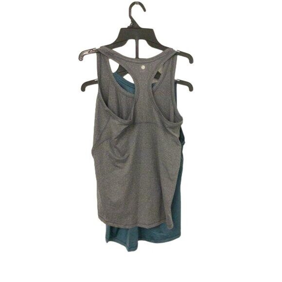 Yogalicious Racerback Tank Bundle Heather Charcoal & Green - Picture 3 of 3